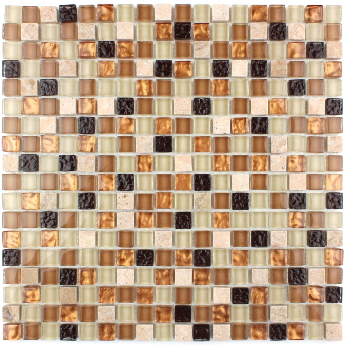 Mozaic sticlă și piatră crem auriu chihlimbar 300x300x8 mm - Mozaic din sticla