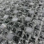 Mozaic sticlă și piatră gri cu aspect cristal crăpat Midas 300x300 mm - Mozaic din sticla