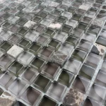 Mozaic sticlă și piatră gri cu inserții marmură 300x300 mm Midas - Mozaic din sticla