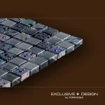 Mozaic sticlă și piatră multicolor 3D iridescent 300x300x8mm - Mozaic din sticla