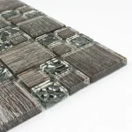 Mozaic de sticlă metalic cu inserții, 300x300x8mm, Midas