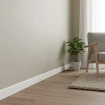 Plintă duropolimer albă cu profil minimalist, Manavi S16, 58x18x2000 mm