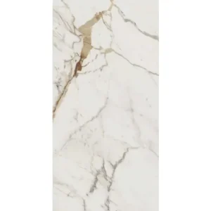 Faianță albă cu venații aurii effect marmură, Allmarble, Marazzi, 60x120 cm