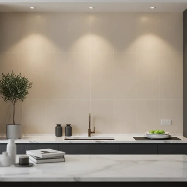 Faianță crem rectificată mată cu efect de piatră, 60x120 cm, Marazzi Stream Ivory