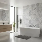 Placă decorativă, model patchwork, 20×50 cm, Marazzi Stream White Decoro Match