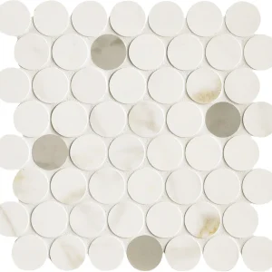 Mozaic alb cercuri baie, Marazzi Magnifica Calacatta Gold, 31x31 cm