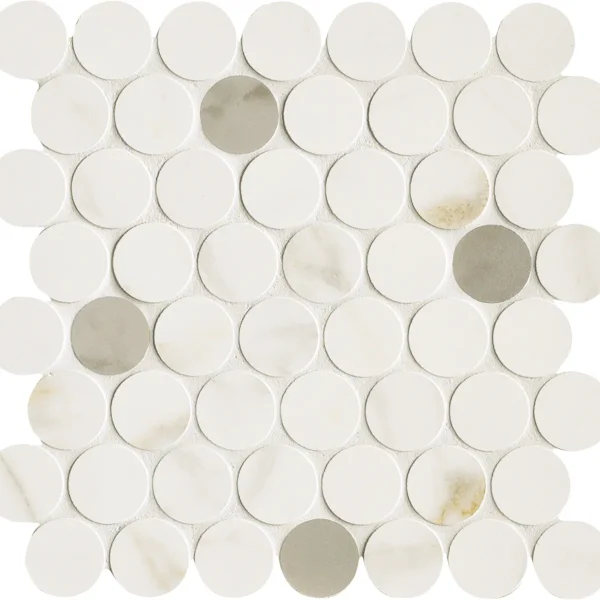 Mozaic alb cercuri baie, Marazzi Magnifica Calacatta Gold, 31x31 cm