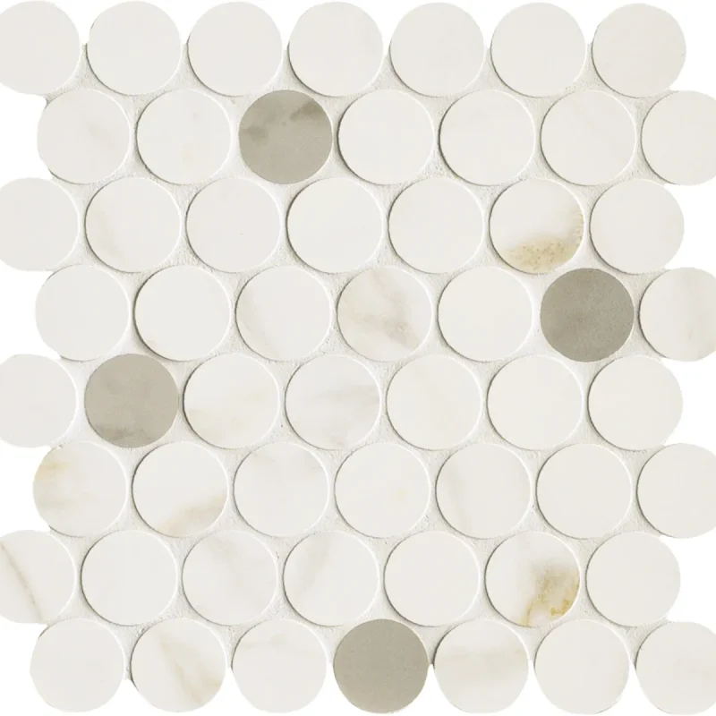 Mozaic alb cercuri baie, Marazzi Magnifica Calacatta Gold, 31x31 cm