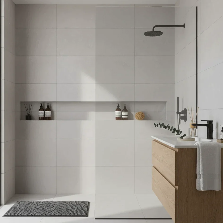 Gresie porțelanată gri, aspect de beton patinat, Marazzi Progress, 60x60 cm Gresie porțelanată gri, aspect de beton patinat, Marazzi Progress, 60x60 cm