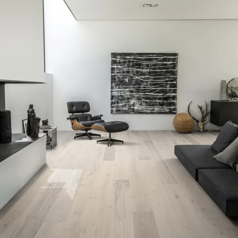 Parchet Kahrs Lux Sky stejar lacuit ultra mat periat micro bizotat semi-transparent alb 1-strip 2420x187x15 mm 151N8AEKB4KW240