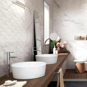Faianță Albă Lucioasă Marazzi Allmarble Golden White Lux Pave 3D 40X120