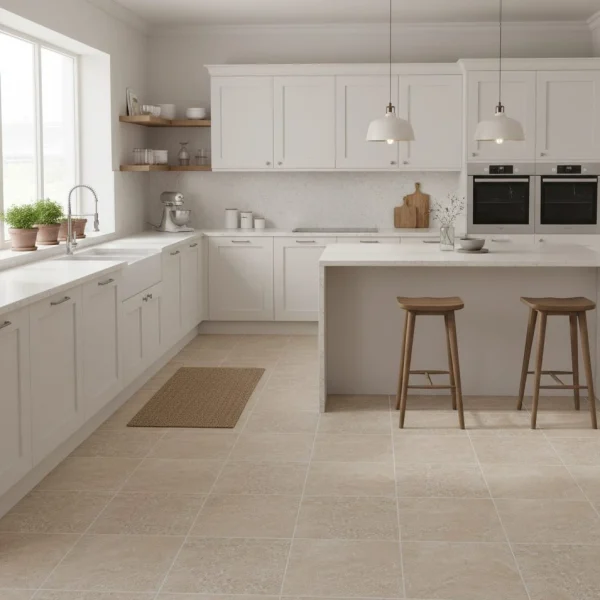 Gresie porțelanată taupe, aspect de piatră nisipoasă, Stonework Marazzi, 33.3x33.3 cm