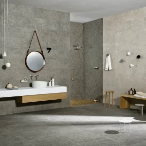 Gresie gri mata baie, Mystone Gris Fleury, Marazzi, 30x60 cm