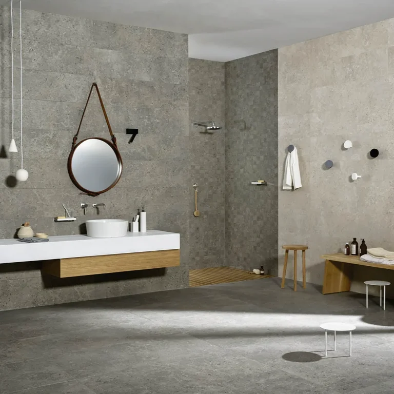 Gresie gri mata baie, Mystone Gris Fleury, Marazzi, 30x60 cm