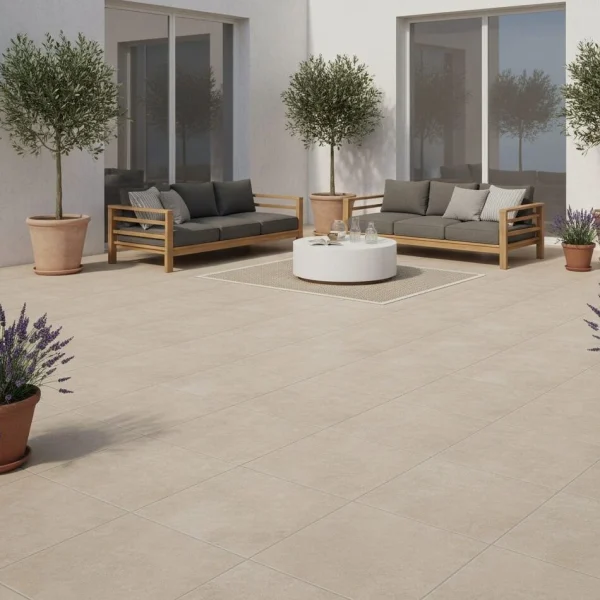 Gresie porțelanată taupe-bej cu aspect de piatră nisipoasă, Marazzi Stonework, 33.3x33.3 cm
