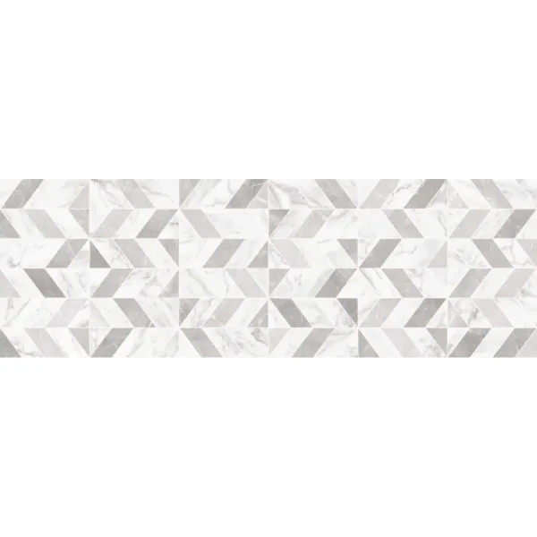 Faianta alba mata decor geometric baie, Marazzi Marbleplay Decoro Naos White 30x90 cm