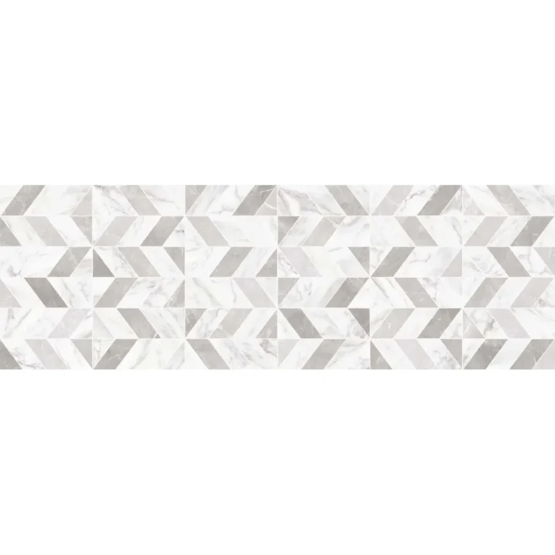 Faianta alba mata decor geometric baie, Marazzi Marbleplay Decoro Naos White 30x90 cm