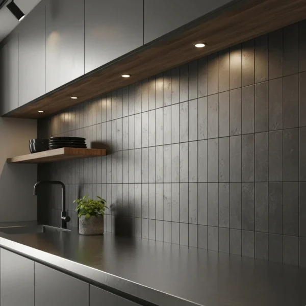 Faianță antracit cu granulație fină uniformă 30×60 cm, Stonework Marazzi