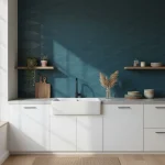 Faianță structurată albastră cu structură diamantată 3D, Eclettica Marazzi, 40x120 cm