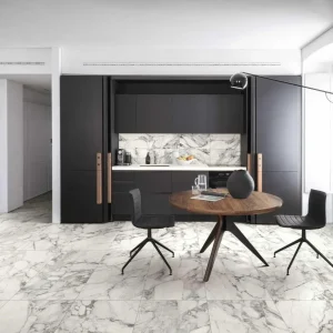 Gresie albă lucioasă marmură Marazzi Allmarble Calacatta Extra Lux 75x150 cm