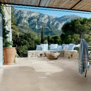 Gresie crem mata exterior,  Marazzi Mystone Limestone, 75x75 cm