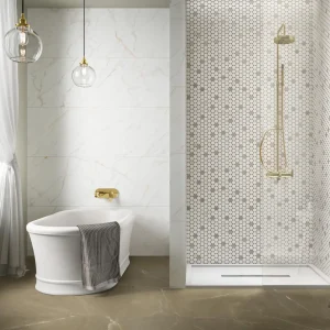 Mozaic alb cercuri baie, Marazzi Magnifica Calacatta Gold, 31x31 cm