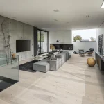 Parchet Kahrs Lux Sky stejar lacuit ultra mat periat micro bizotat semi-transparent alb 1-strip 2420x187x15 mm 151N8AEKB4KW240