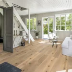 Parchet Kahrs Classic Nouveau Whisper stejar alb lacuit mat periat micro-canelat 1-strip 2000x187x15 mm 151N9AEK16KW200