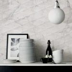 Faianța albă structurată, efect de marmură, Marazzi Allmarble Wall Altissimo Pavé 3D 40×120 cm