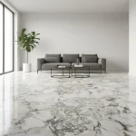 Gresie porțelanată albă cu nervuri gri-verzui, Allmarble Marazzi, 60x60 cm, M3AQ