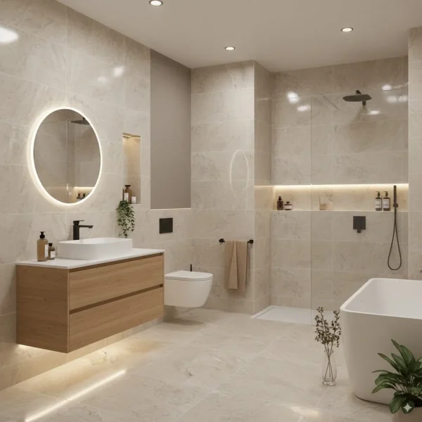 Faianță bej lucioasă, aspect de marmură, 30x90 cm, Marazzi Marbleplay M4NW