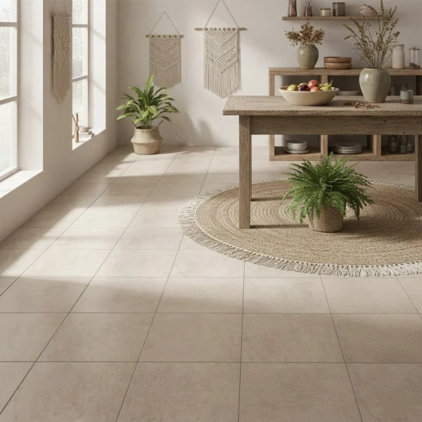 Gresie porțelanată bej, aspect de piatră poroasă, Stonework Marazzi, 33.3x33.3 cm