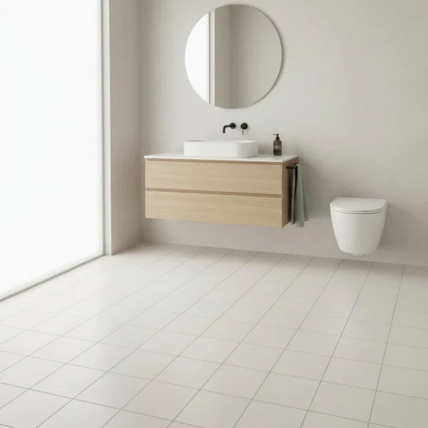 Gresie ceramică mată crem cu aspect de ciment, D_Segni Chalk Marazzi, 20x20 cm