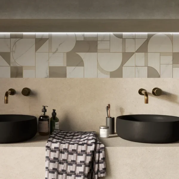 Decor Marazzi Allmarble Golden White Satin Decoro Club 40X120 cm M8T5