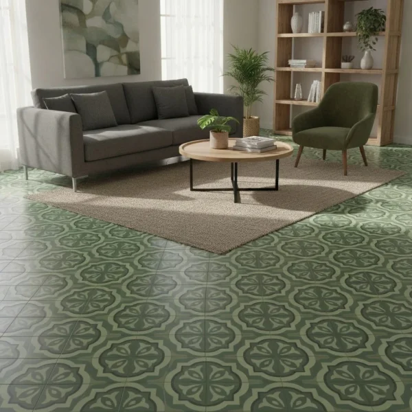 Gresie porțelanată verde encaustică, D Segni Blend, Marazzi, 10x10 cm