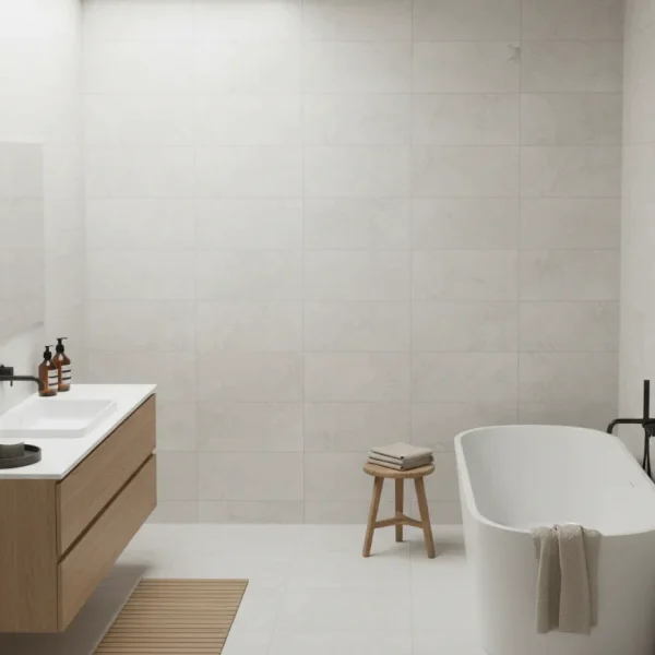 Gresie porțelanată albă cu textură de piatră naturală 30x60 cm, antiderapantă, Marazzi Stream