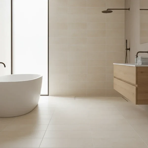 Gresie porțelanată crem cu aspect de calcar poros, Stonework Marazzi, 30x60 cm