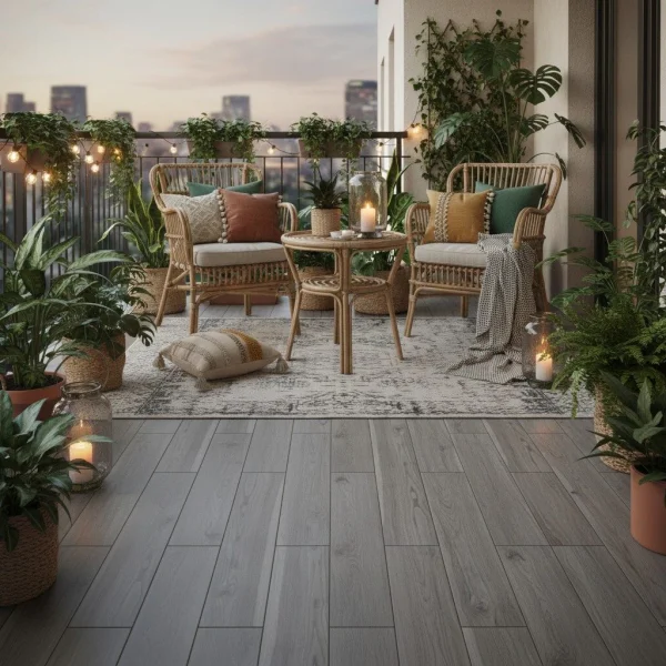 Gresie porțelanată Fume cu nervuri pronunțate de nuc, Treverkmore Marazzi, 20x120 cm