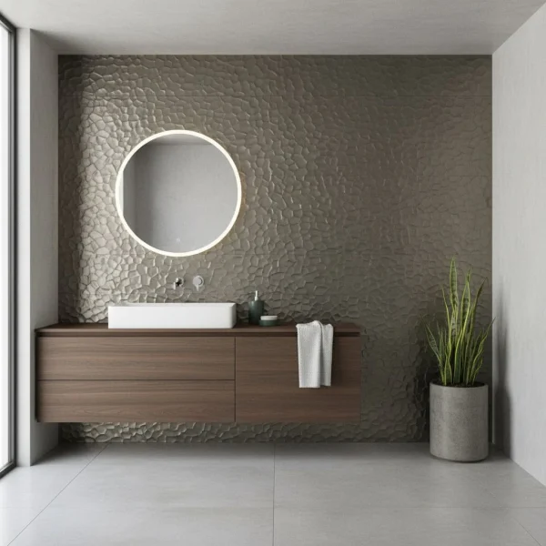 Placă decorativă aspect metalic tridimensional, Essenziale Marazzi, 40x120 cm