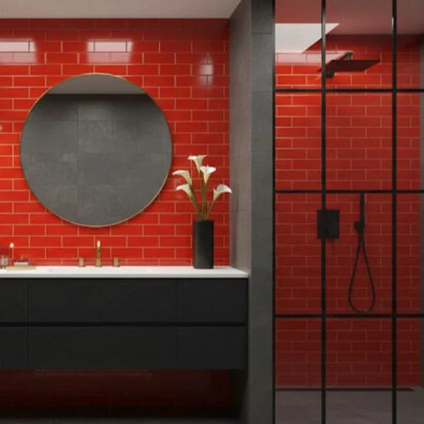 Decor roșu lucios, Hello Lux, 7.5x15 cm, Marazzi, M8G0