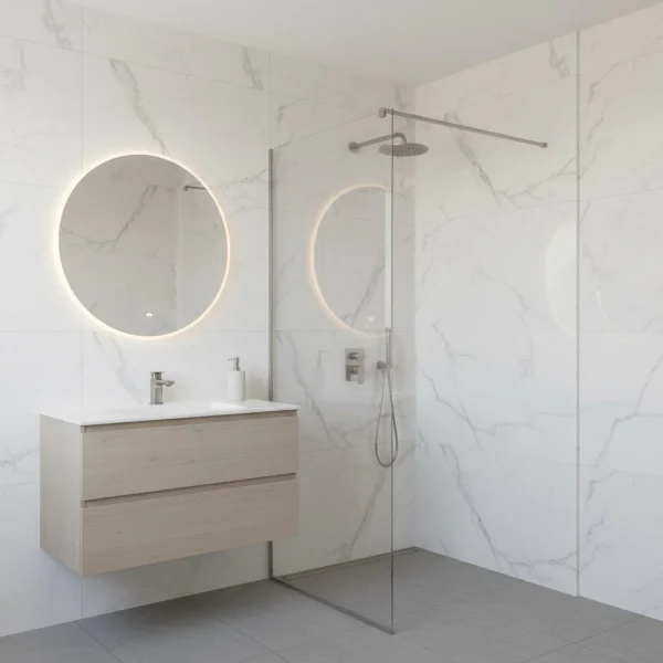 Faianță albă aspect de marmură și venatură fină gri, Allmarble Altissimo Lux Marazzi, 60x120 cm