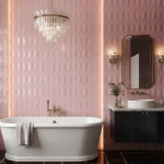 Faianta roz, structurata rectificata, Eclettica Diamond, 40×120 cm, Marazzi