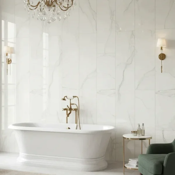 Gresie Alba Rectificata Lucioasa Marazzi Allmarble Statuario Silk 60X120 cm MMGW