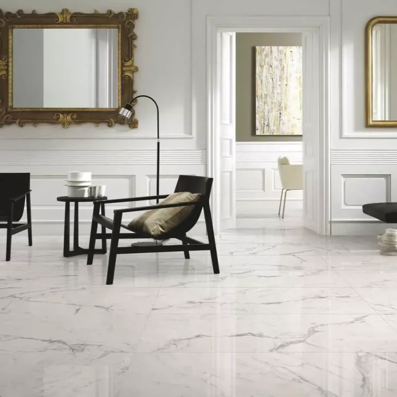 Gresie albă marmură living, Marbleplay White Lux, Marazzi, 58x116 cm