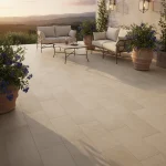 Gresie porțelanată bej cu textură de calcar granulat, Marazzi Stonework, 30×60 cm