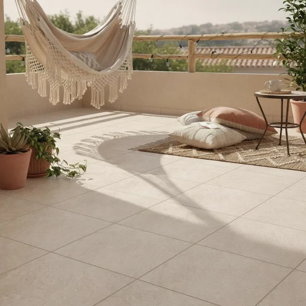 Gresie porțelanată bej, aspect de piatră poroasă, Stonework Marazzi, 33.3x33.3 cm