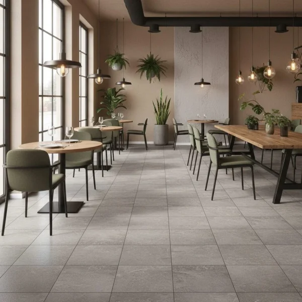 Gresie porțelanată gri cu aspect de piatră naturală granulată, Stonework Marazzi, 33x33 cm