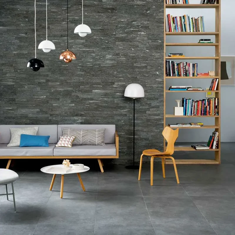 Gresie gri închis mat pentru interior, Marazzi Silverstone Nero 30x60 cm