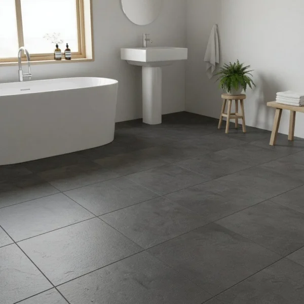 Gresie porțelanată antracit, aspect de ardezie brută, Stonework Marazzi, 33x33 cm