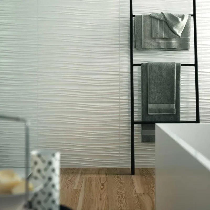Faianță albă structurată 3D Marazzi Absolute White 25x76 cm